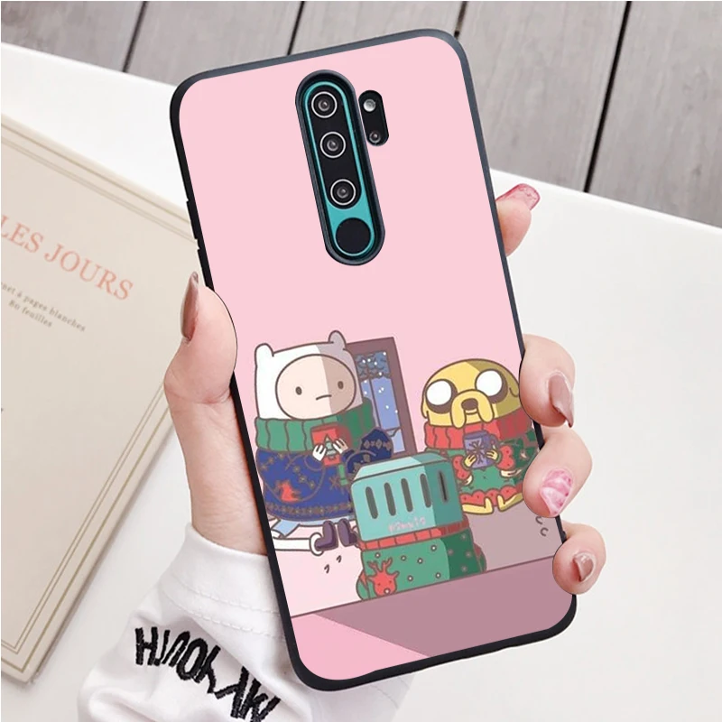 xiaomi leather case handle adventure time black Silicone Phone Case For Redmi note 9 8 7 Pro S 8T 7A Cover xiaomi leather case charging Cases For Xiaomi