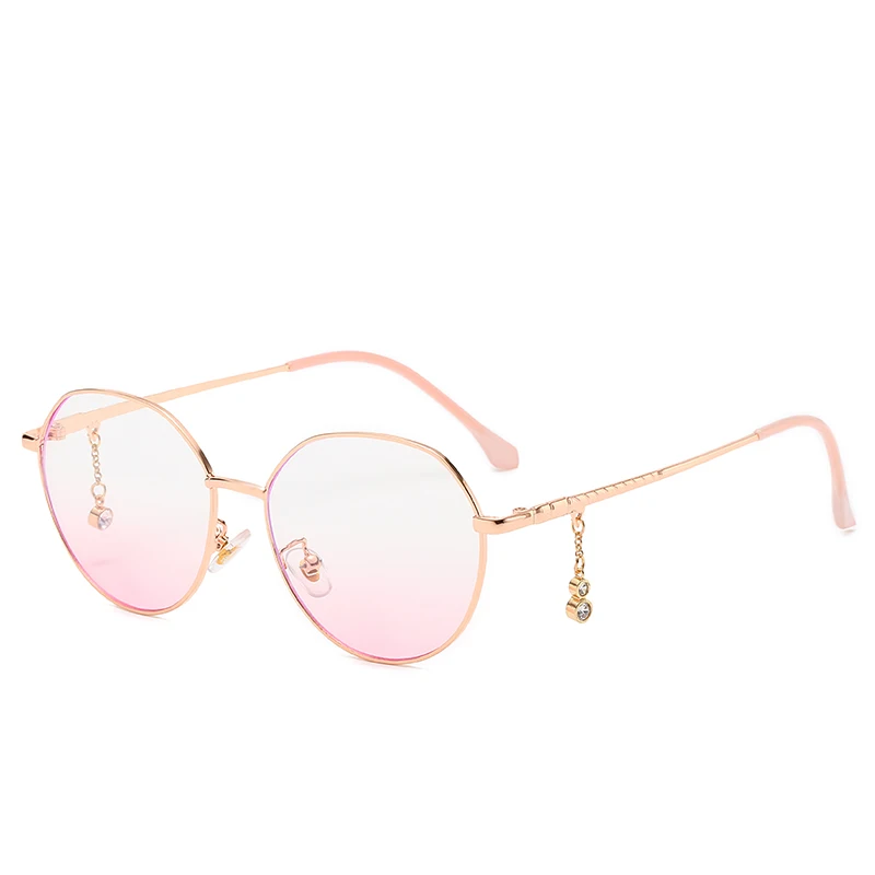Модный металлический анти-синий светильник, очки, оправа для женщин, Ретро стиль, круглые прозрачные линзы, очки для девушек, оптические очки Oculos De Grau - Цвет оправы: Rose Gold Pink
