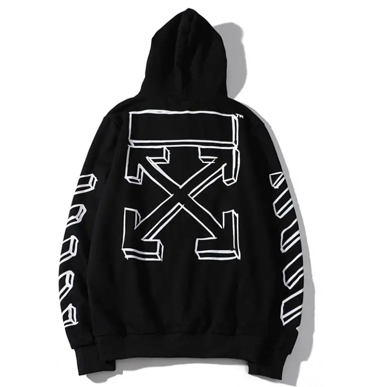19ss Off-White OW sketch 3D arrow Мужская и Женская Осенняя зимняя Модная хлопковая Повседневная Свободная Толстовка с капюшоном, толстовка с капюшоном