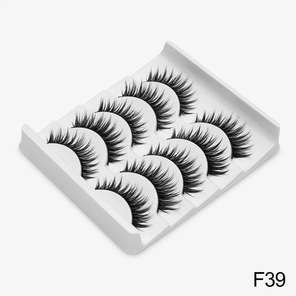 SEXYSHEEP, 5 пар, 20-25 мм, 3D накладные ресницы из искусственного меха норки, натуральные/толстые длинные ресницы для глаз, вытягивающие макияж, инструменты для наращивания красоты - Цвет: F39