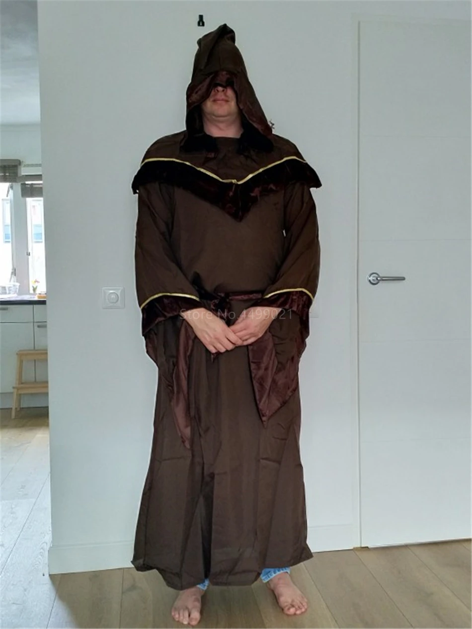 New Medieval Wizard Cosplay Halloween Costumes for Men Adult Religious Godfather Party Performance Mage Uniform for Man Robe Set