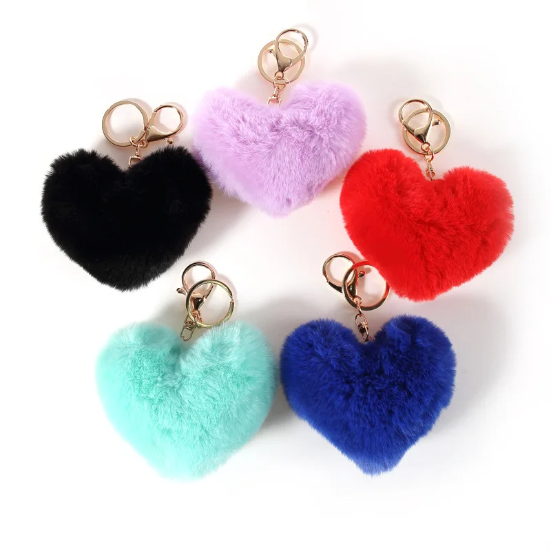 

cute 11cm plush Heart shape ball Colorful Favorite Keychain bag decoration stuffed soft good quality christmas festival gift