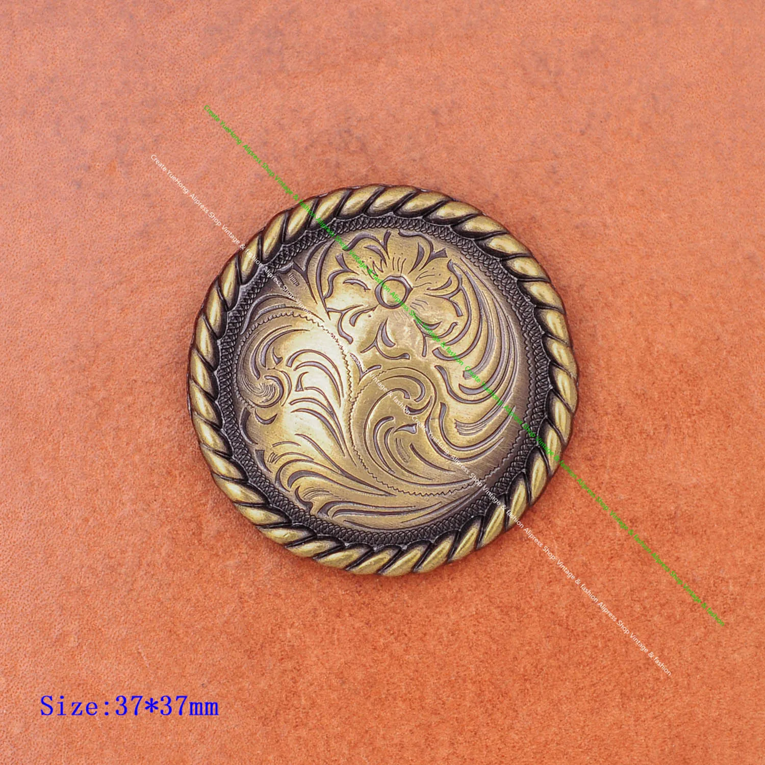6 Stück 37 mm silberne westliche Blume, geschnitzter Pferdesattel, Kopfstall, Zaumzeug, Conchos-Verschluss mit langem Schraubverschluss – Detail 12