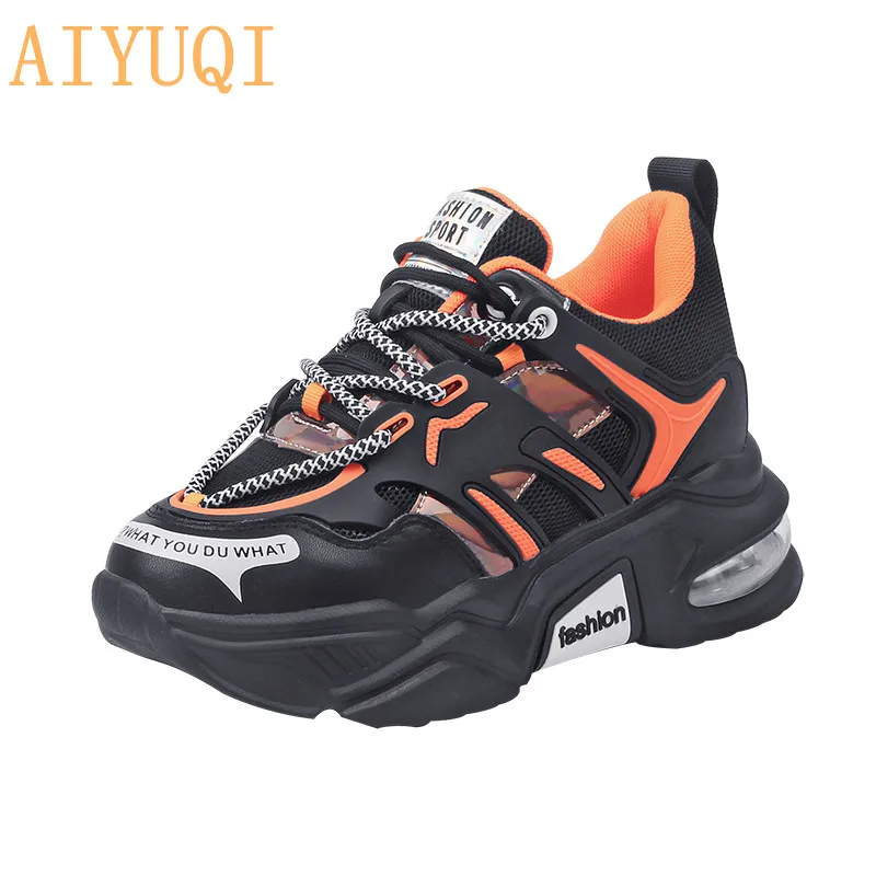 Женские кроссовки из натуральной кожи AIYUQI повседневная обувь на плоской подошве