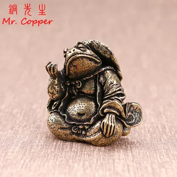 

Master Toad Pure Copper Ornament Tea Pet Chinese Classical Desktop Toy Decoration Crafts Vintage Brass Animal Figurine Miniature