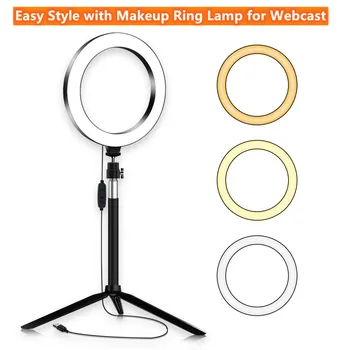 

Photography Selfie Stick Ring Lighting 20cm LED Makeup Ring Lamp With Phone Holder USB Plug For Live Stream Youtube Video
