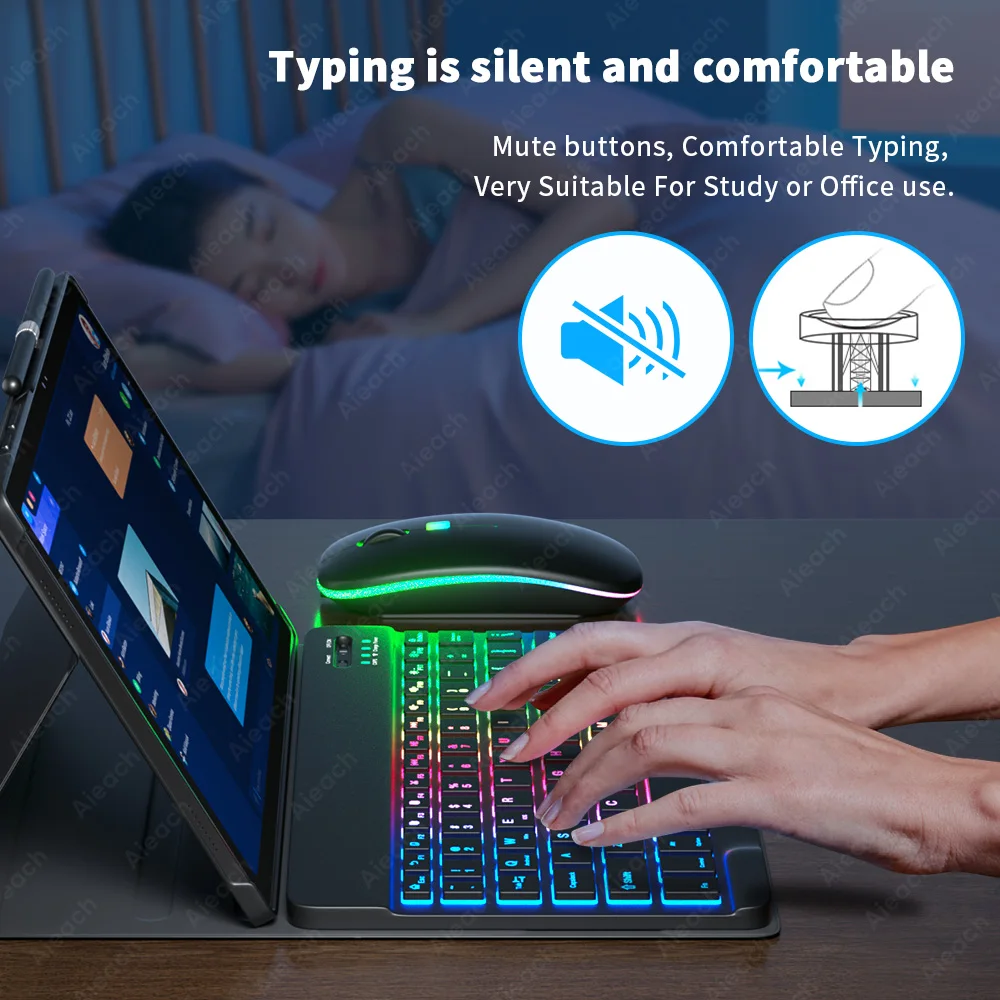 Funda For Samsung Galaxy Tab A7 A8 Case Keyboard For Samsung Tab S6 Lite Case Rainbow Keyboard Mouse S7 S8 tablet case