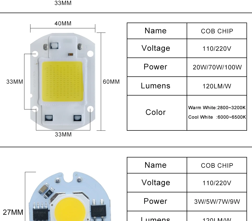 led cob lamp bulb white warm white 220v 110V with smart ic driver (4)