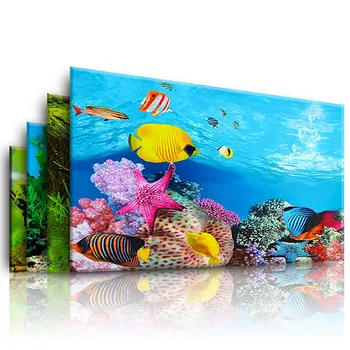 

Aquarium Landscape Sticker Poster Fish Tank 3D Background Painting Sticker Double-sided Ocean Sea Plants Backdrop Aquarium Decor