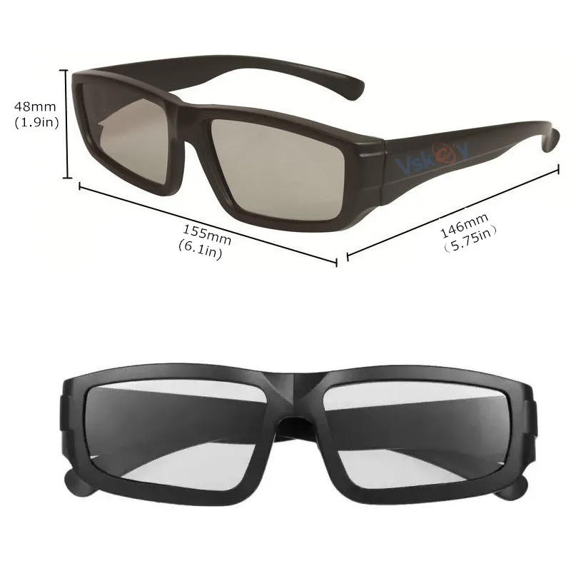 VSKEY 2pcs Polarized Passive 3D Glasses for Movie Theaters RealD Cinema System 3D Televisions TV Home Theaters System