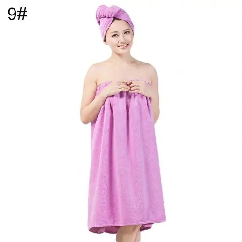 Light Purple 2 шт./компл. Для женщин водопоглощение, быстро сохнут, волосы шляпа купальный Полотенца спа Обёрточная бумага душ поставка 10 Цвета - Цвет: Light Purple