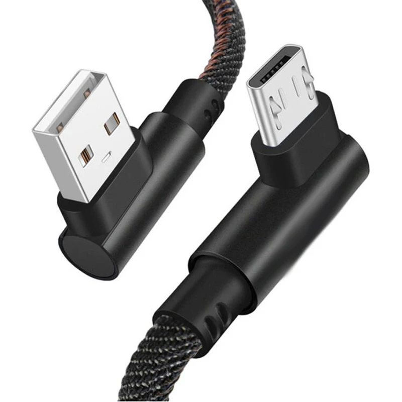 For Micro Black 90 градусов микро USB кабель 2.4A Быстрая зарядка зарядное устройство через Micro USB для samsung S7 Xiaomi Redmi Note 5 huawei LG Android мобильный телефон - Цвет: For Micro Black