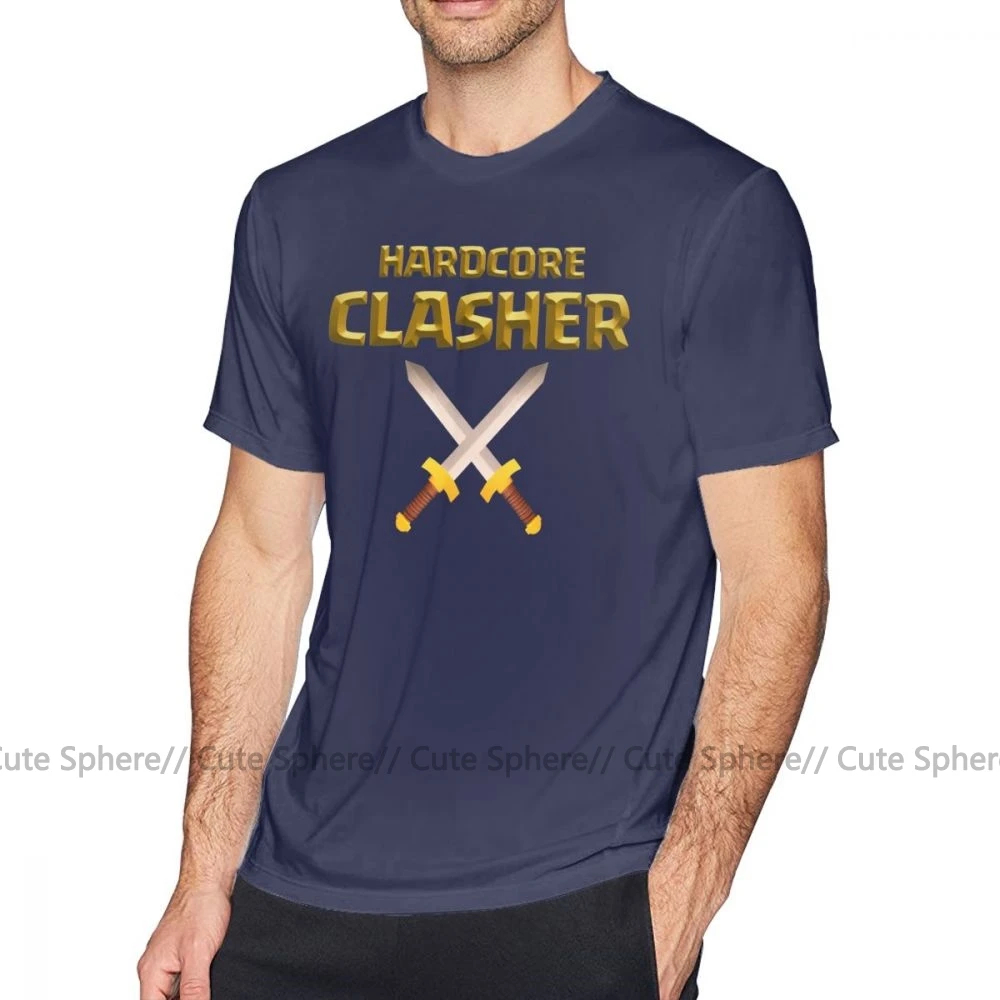 Clash Royal, футболка, Hardcore Clasher, королевские варварские мечи, футболка, Повседневная футболка с коротким рукавом, с принтом, Мужская забавная хлопковая футболка - Цвет: Navy Blue