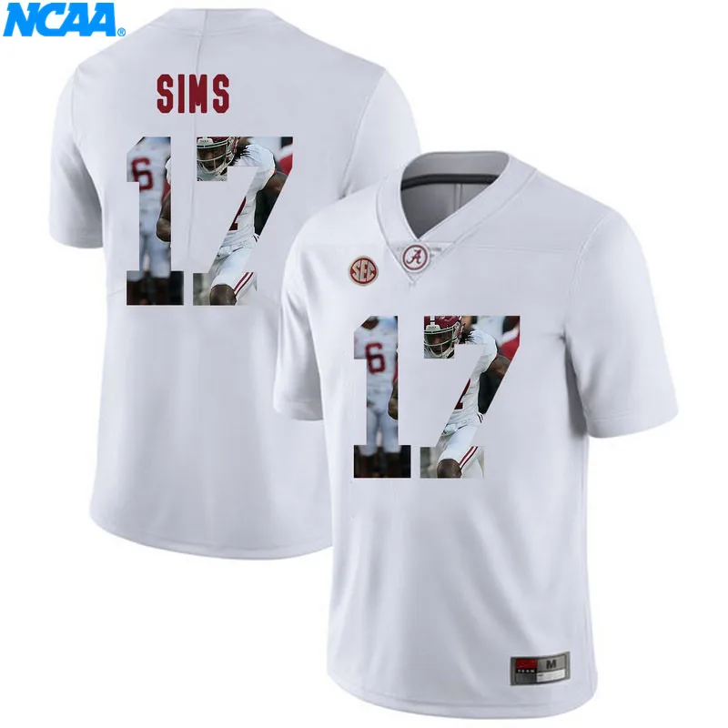 Новое поступление высокое качество Alabama Cam Robinson#74 Cam Sims#17 футболка колледжа ограниченная Спортивная футболка S-XXXL
