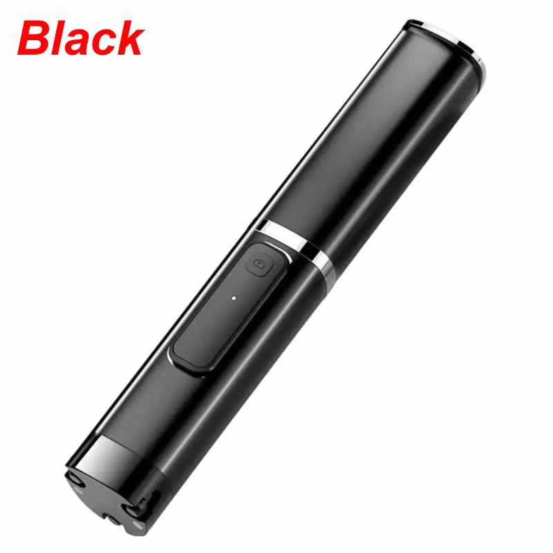 Black Алюминиевый скрытый штатив Bluetooth селфи палка для iPhone/huawei/samsung держатель H37E - Цвет: Black