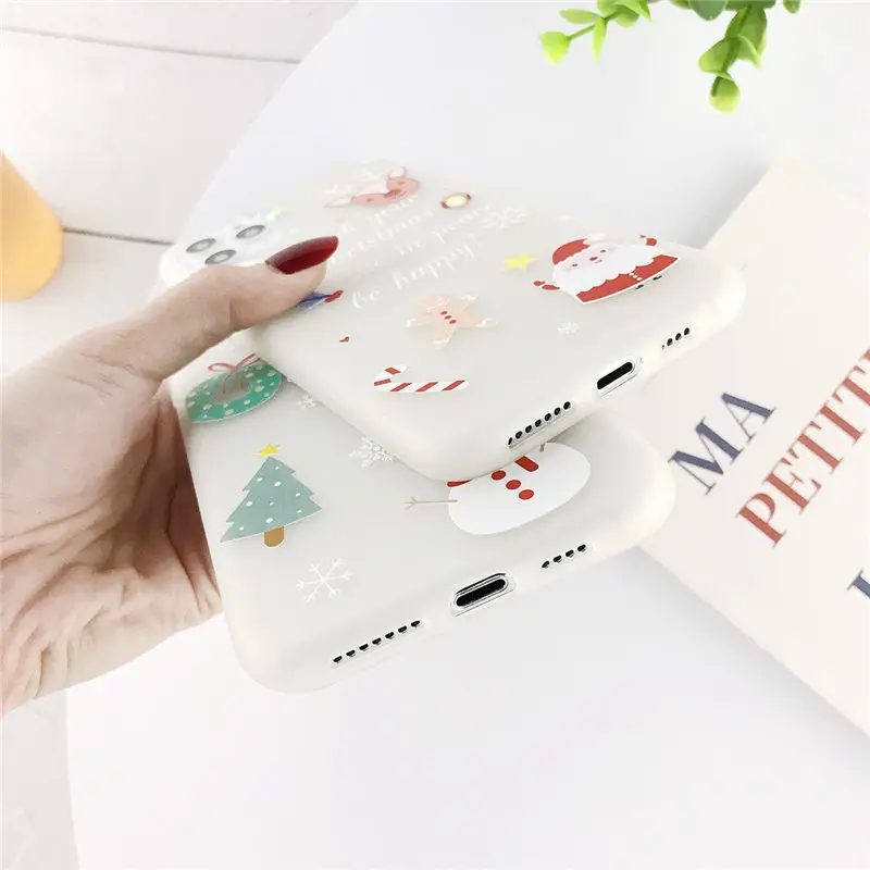 Lovebay Прозрачный матовый светящийся чехол для телефона для iPhone 7 8 6 6s Plus 11 Pro X XS XR XS Max Рождественская мягкая задняя крышка из ТПУ