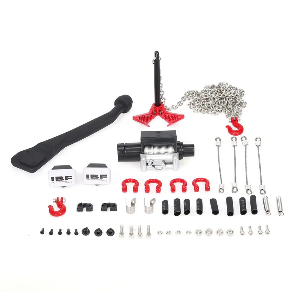 

7Pcs/Set Accessories Rc Climbing Car Front Exhaust Pipe Shell Steel Chain D Ring Shackles Winch Screen Ground Anchor