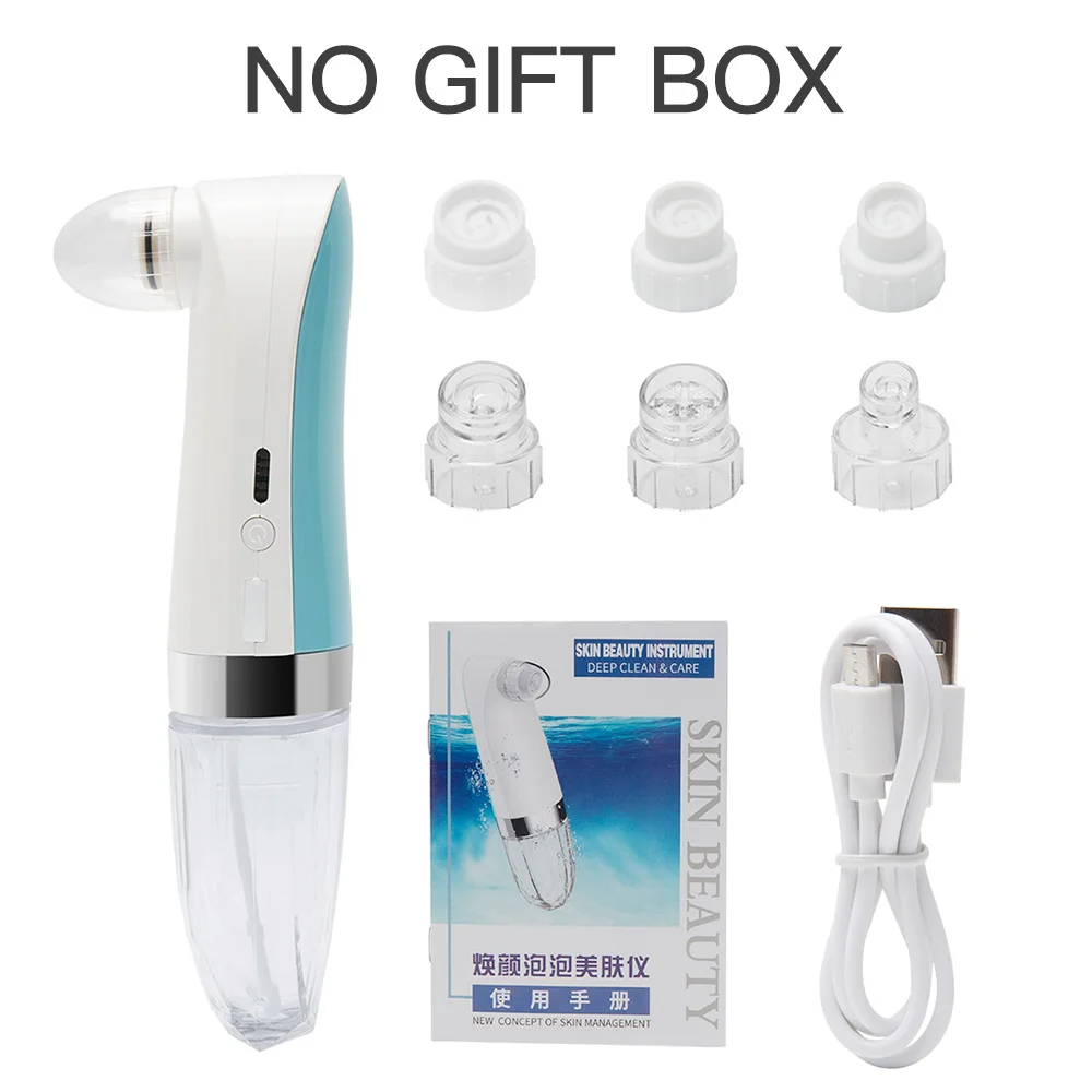 Blue NO GIFT BOX Бытовой маленький пузыристый очиститель с водным циклом очистка вакуумное устройство для удаления черных точек усадка пор электрическое устройство для очищения лица - Цвет: Blue NO GIFT BOX
