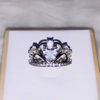

Heart-shaped Crown Zircon Ring Elegant Temperament Ladies Jewelry Romantic Birthday Gift