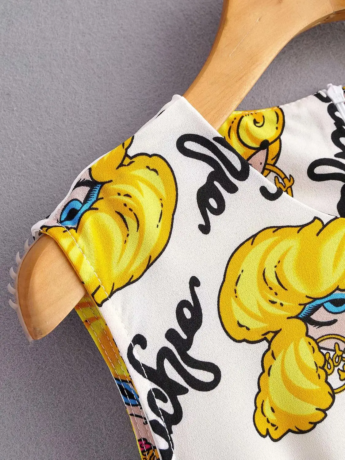 New women fashion o neck sleeveless cartoon pattern print siamese lady bow tied sashes wide leg conjoined pants jumpsuits LS6290