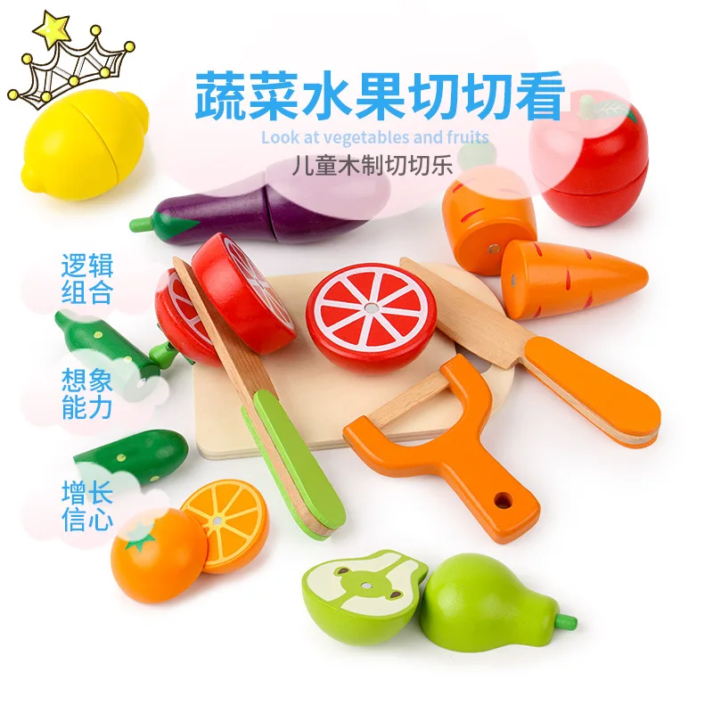 Fruit& Vegetable Model Kitchen Play House Toys Children Wooden Slicer Children Early Childhood Educational Toy