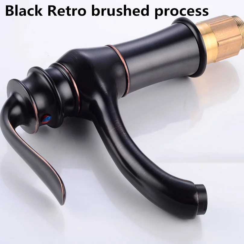European Black Retro / Electroplating Hot And Cold Water Mixed Washbasin Faucet Home Bathroom Vanity Basin Counter Basin Tap