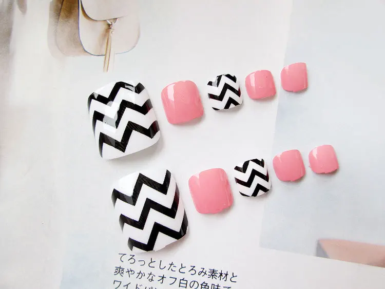 Manicure Finished Product Fake Nails Patch Toenail Wave Pattern Toenails Manicure PCs Nail J32