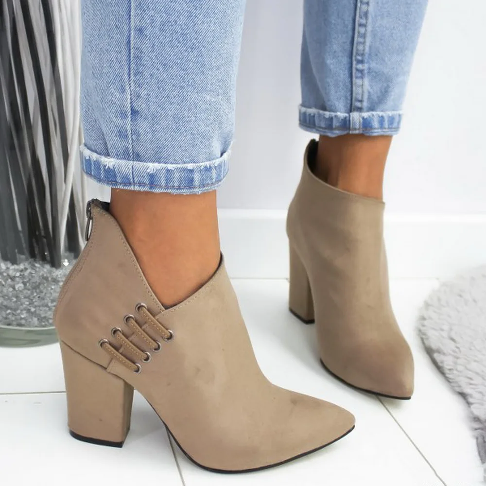 Ботильоны С Острым носком; коллекция года; женская обувь; Zapatos De Mujer; ботинки на высоком каблуке; женская обувь размера плюс на молнии; Botas Mujer