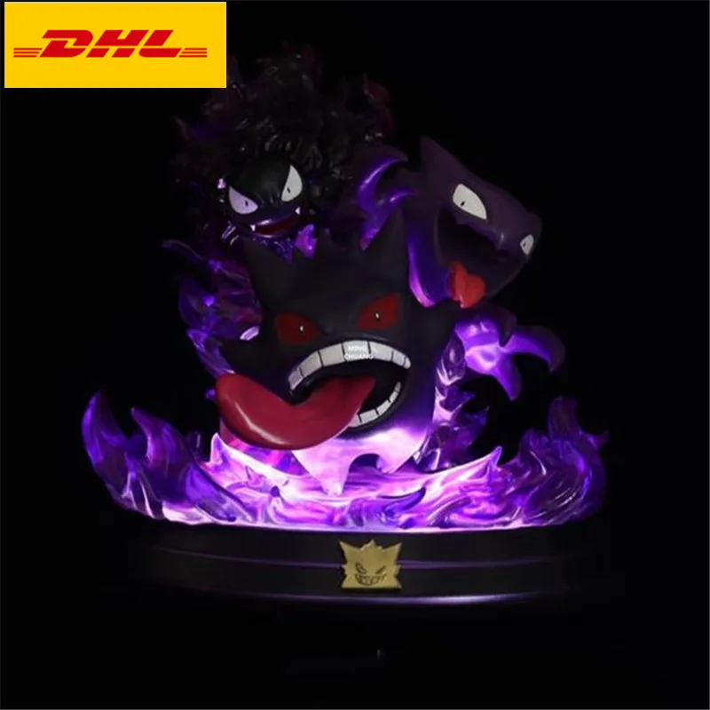 

8" Anime Simulation Animal Statue With LED Light Bust Gengar Full-Length Portrait Decoration GK Action Figure Toy BOX 21CM V681