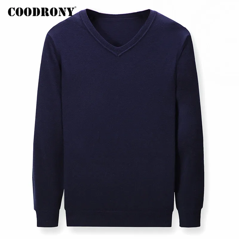 

COODRONY Brand Sweater Men Autumn Winter Cotton Knitwear Pullover Men Clothing Classic Casual Pure Color V-Neck Pull Homme Y1092