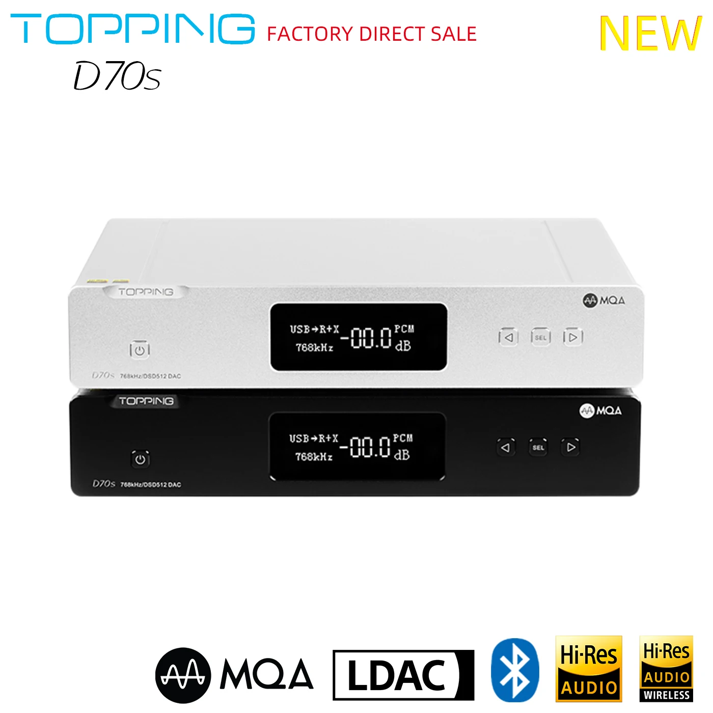 Новый Топпинг D70S MQA декодер 2 * AK4497 Bluetooth 5 0 32Bit/768K DSD512 высокого разрешения с