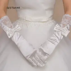 Свадебные перчатки для невесты Длинные атласные элегантные женские свадебные аксессуары ST07