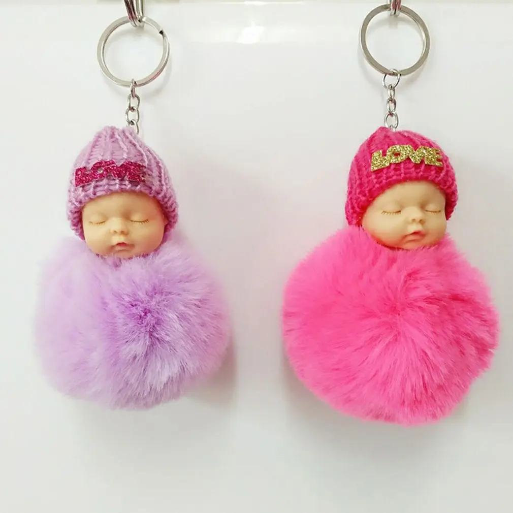 OCDAY Sleeping Baby Doll плюшевый брелок креативный милый маленький мягкий меховой кукольный кулон автомобильный мешок шарм пушистый шар брелок игрушка для детей