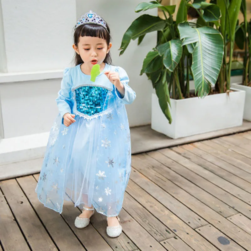 

2019 Popular Cute Ins New Autumn And Winter Girls Dress Christmas Ice Snow Princess Foreign Trade Childrens Clothing