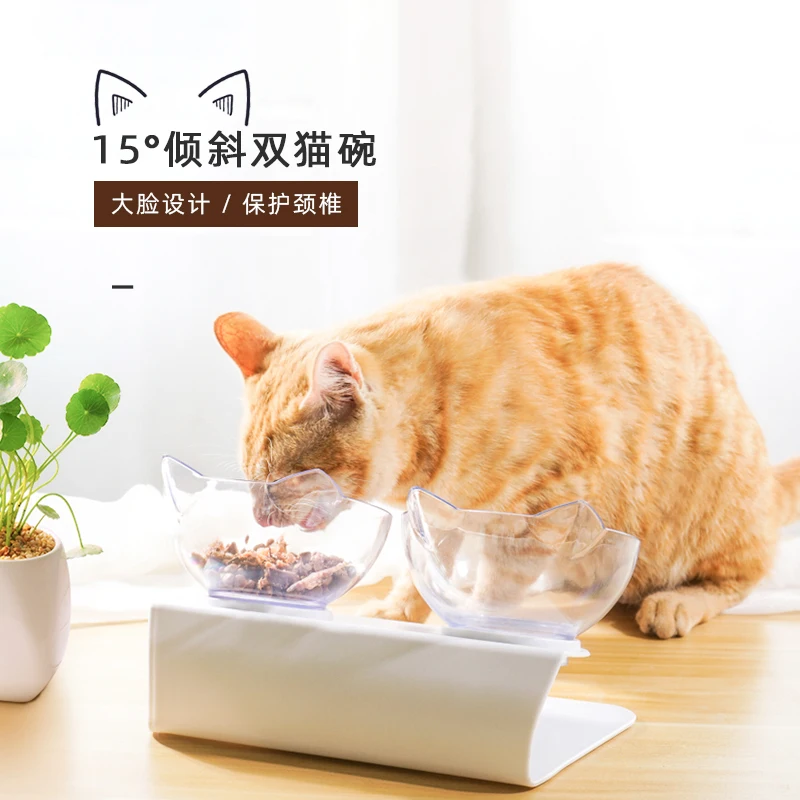 2 шт прозрачная миска для кошек с держателем противоскользящая миска для кошачьей еды миска для питья питомец миска для воды идеально подходит для кошек маленькие товары для собак