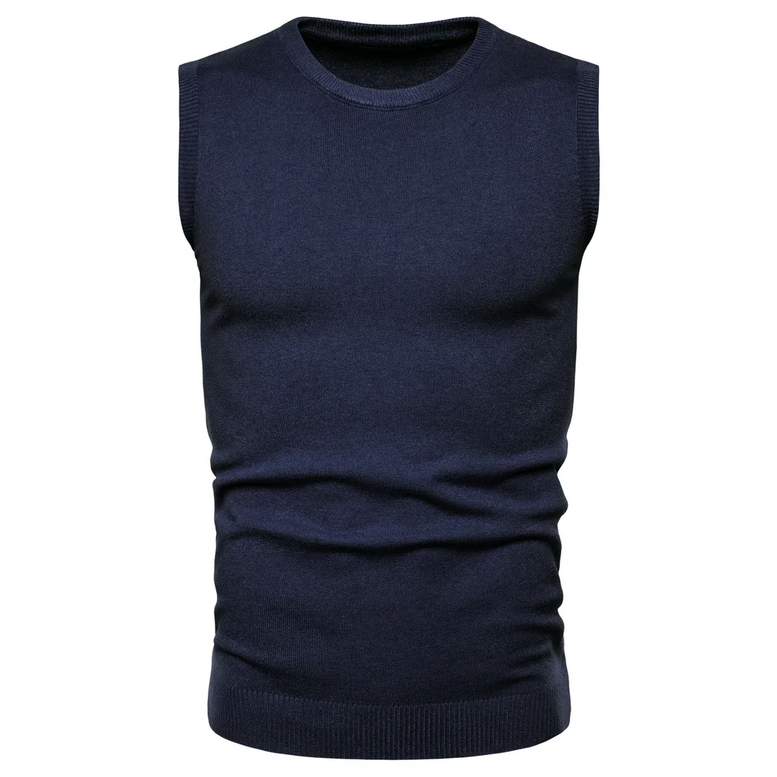 Navy YM026 Новая модная мужская одежда высокоэластичный вязаный жилет сплошной цвет европейский размер мужские свитера - Цвет: Navy