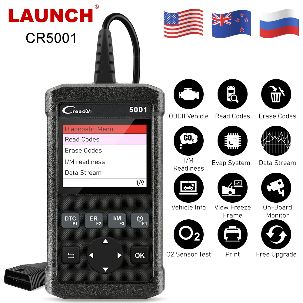 US $36.26 Launch Obd2 Automotive Scanner Cr5001 Obd Car Diagnostic Tool Launch X431 Obd2 Engine Code Reader Multi Language Free Upgrade