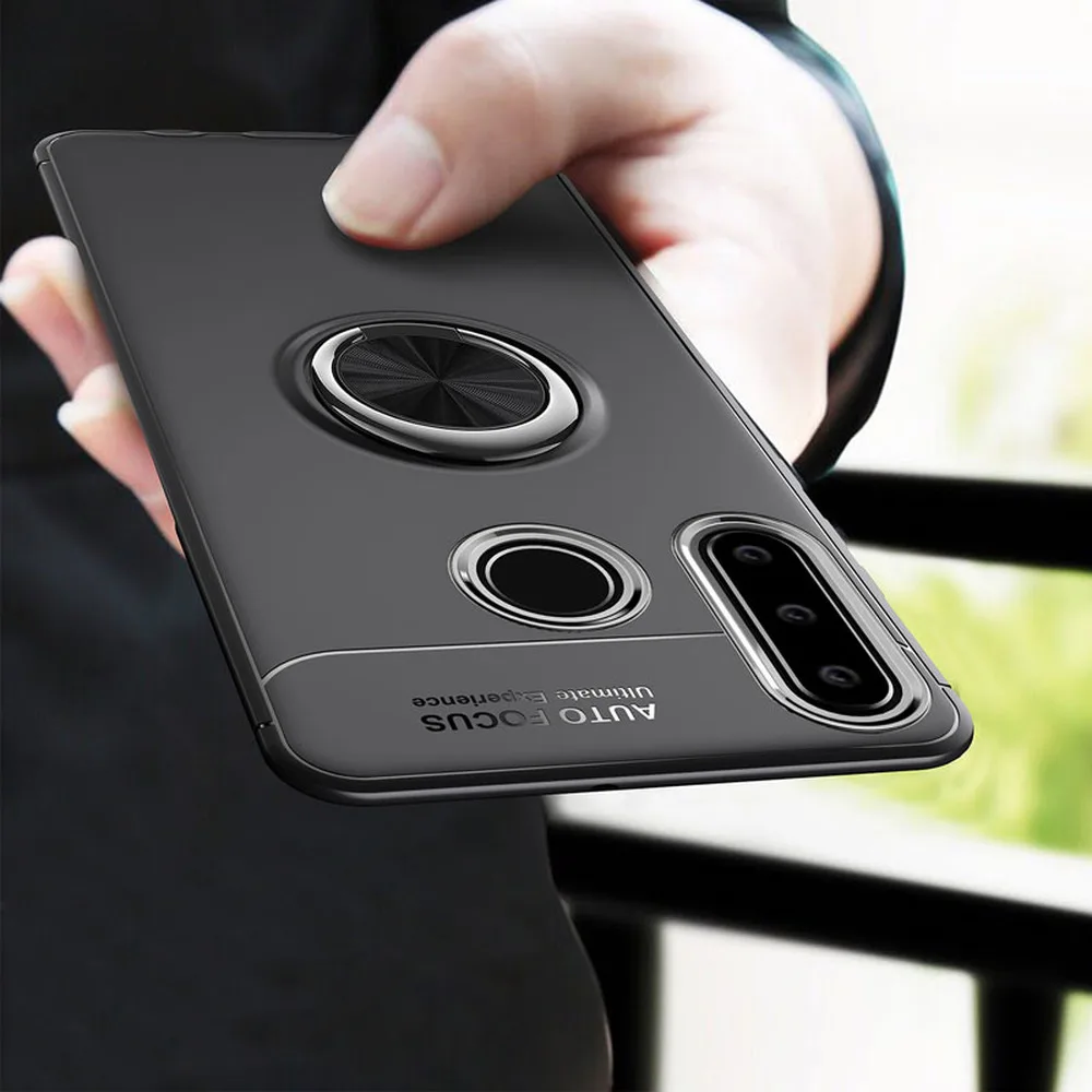Матовый чехол для Huawei P30 Lite Honor 20 S подставка с металлическими кольцами