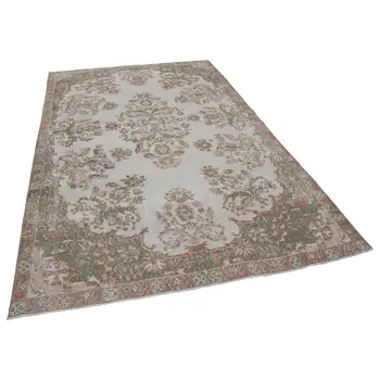 

204x310 Cm Beige Handmade English Vintage Area Rug-7x10 Ft