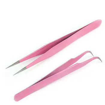 

Stainless Steel False Eyelashes Tweezers Bend Straight Lashes Applicator Clip