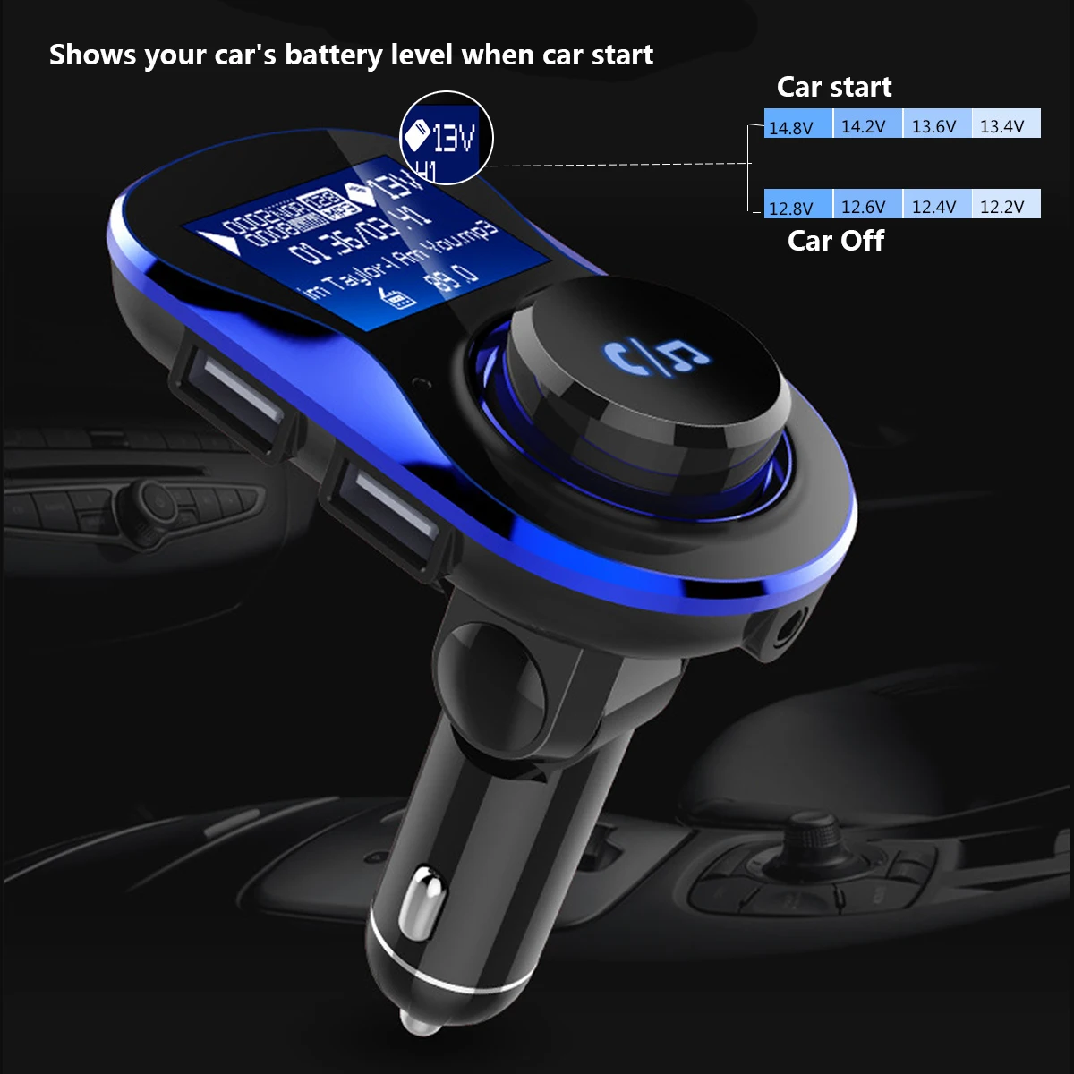 Автомобильный Bluetooth fm-передатчик, беспроводной fm-модулятор, радио комплекты, двойная usb зарядка, поддержка u-диска, MP3-плеер для телефона