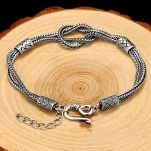 Cigovo 925 серебряный мужской браслет Модный Мужской винтажный вязаный ручной браслет wo мужской индивидуальный дизайн для пар