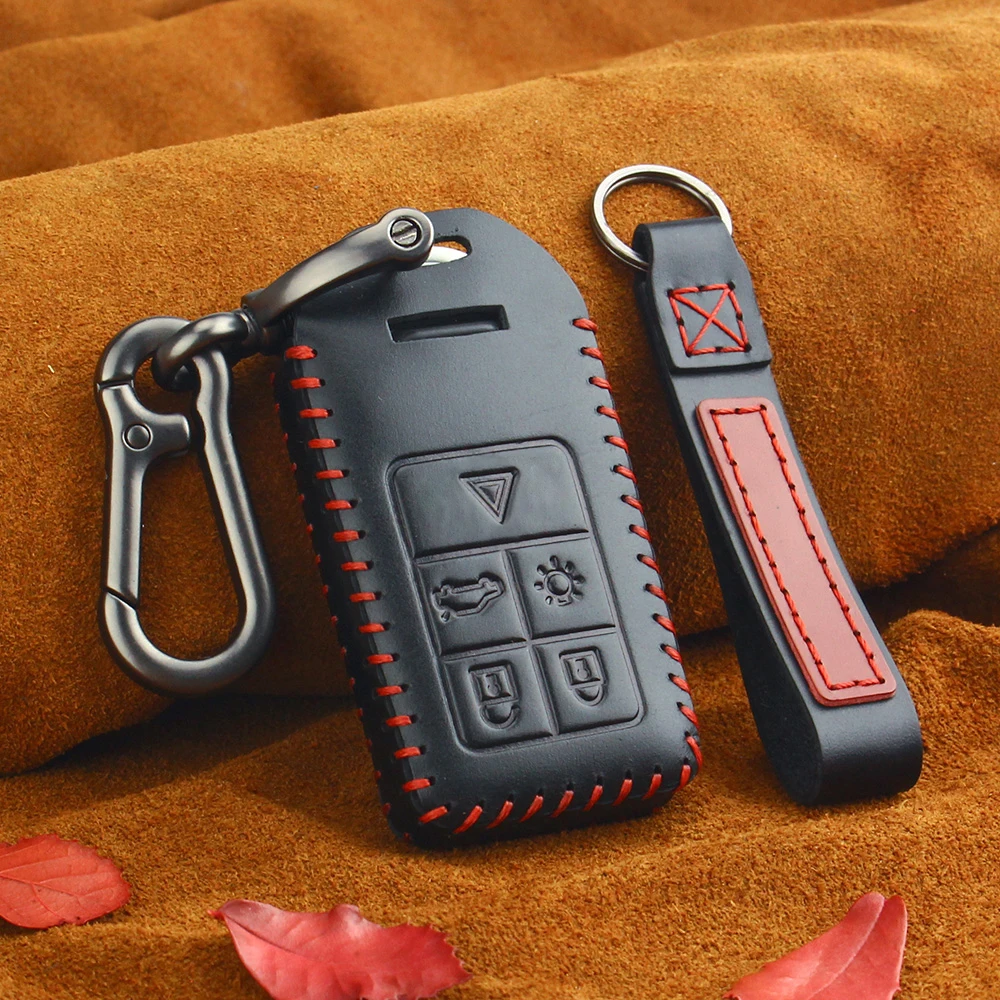 Чехол для ключей KEYYOU из натуральной кожи Smart Remot, брелок для автомобиля, чехол для Volvo S60 S80 V60 XC60 XC70 S60L V40, аксессуары для ключей - Название цвета: Черный
