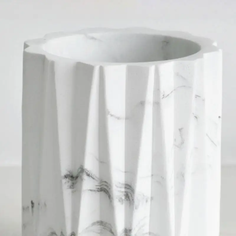 

Geometric Marble Desk Pen Pencil Holder Case Makeup Brush Storage Box Organizer AXYF