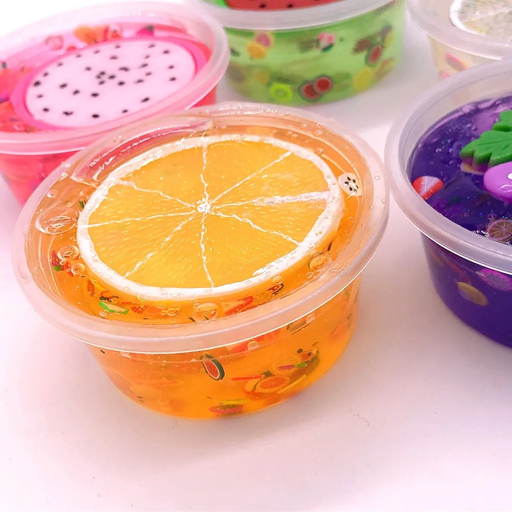 Смешивание красочные грязь DIY фруктовый пузырь кристалл Puff слизи ароматизированные игрушки подарок 60 мл