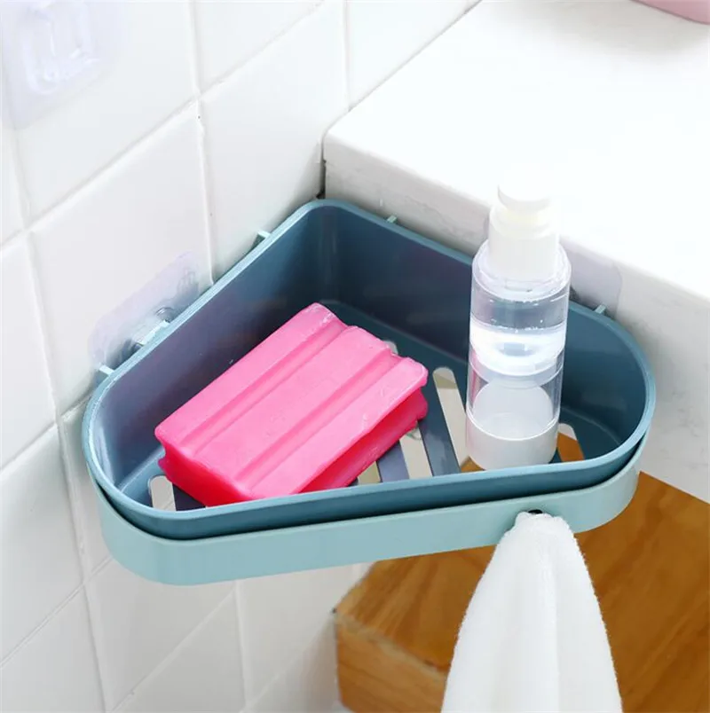 Double Layers Bathroom Shelf Adhesive Badkamer Rek Storage Rack Corner Shower Shelf Kitchen Home Decoration Bathroom Accessories