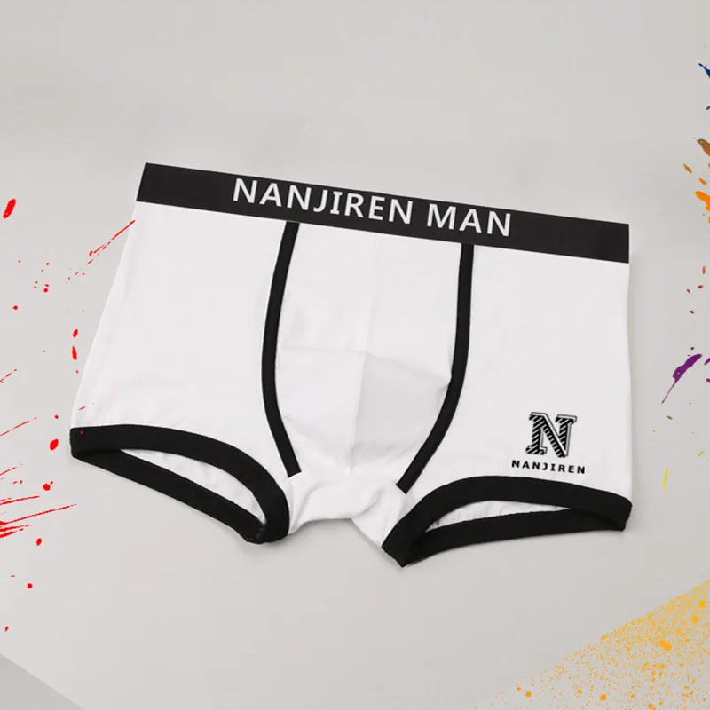 J-BOX, 1 шт., мужские боксеры Cueca, сексуальное антибактериальное нижнее белье, хлопковые короткие боксеры, мужские трусы размера плюс для полных геев, одежда - Цвет: NO.2 White