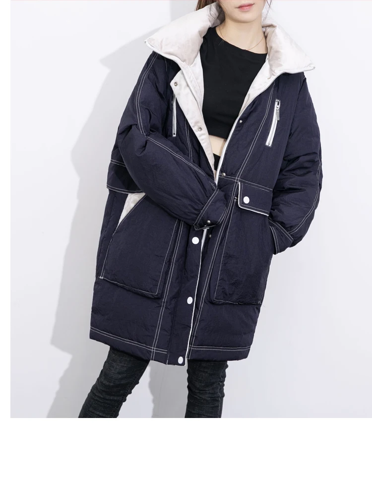 Autumn Winter New White Duck Down Jacket Women Long Parka Korean Fashion Warm Down Coat Loose Jacket Women Overcoat Tide