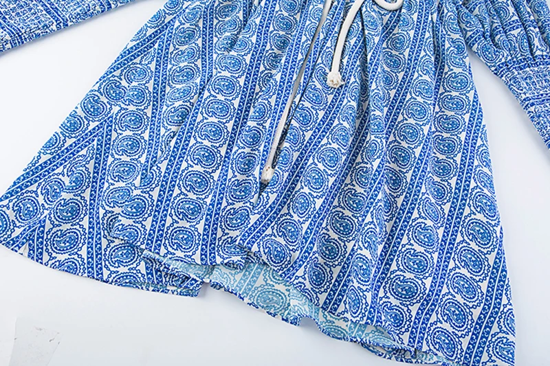 MIAOQING Vintageprintedsummerdressforwomenwitho-necklanternsleevesandhigh-waisteddrawstringrufflesforwomenwith2019fashionupdate