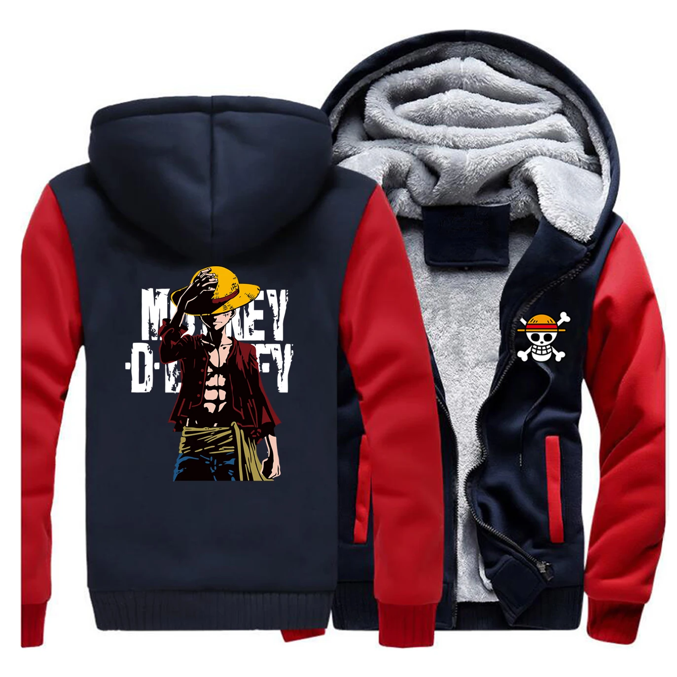 One piece Monkey D Luffy японская аниме принт плотные толстовки мужские Зимние Теплые повседневные толстовки Harajuku куртки для фанатов
